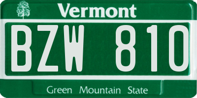 VT license plate BZW810