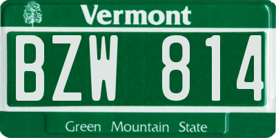 VT license plate BZW814