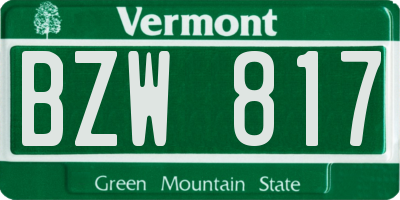 VT license plate BZW817