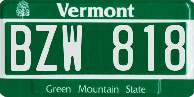 VT license plate BZW818
