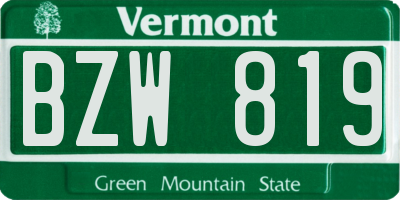 VT license plate BZW819