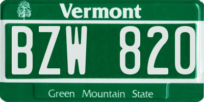 VT license plate BZW820