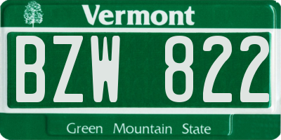VT license plate BZW822