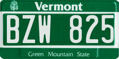 VT license plate BZW825