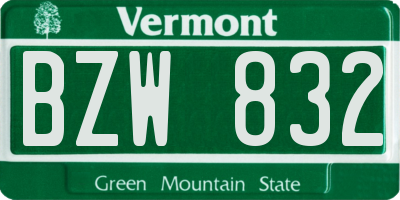 VT license plate BZW832