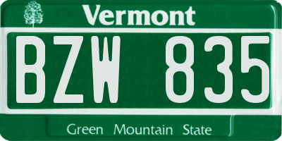 VT license plate BZW835