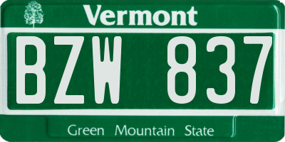VT license plate BZW837