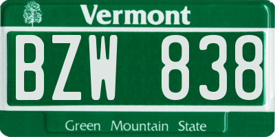 VT license plate BZW838