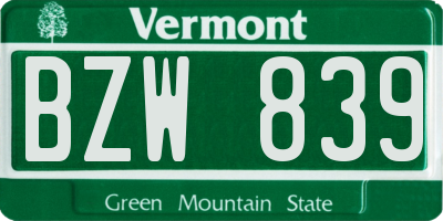 VT license plate BZW839
