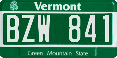 VT license plate BZW841