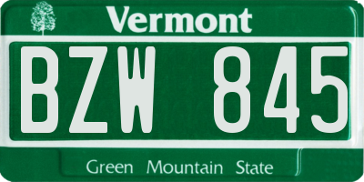 VT license plate BZW845