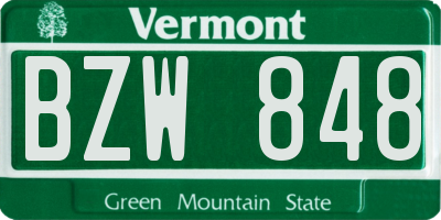 VT license plate BZW848