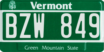 VT license plate BZW849