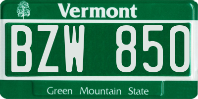 VT license plate BZW850