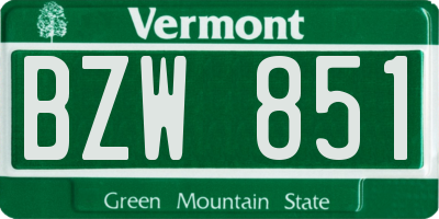 VT license plate BZW851