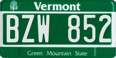 VT license plate BZW852