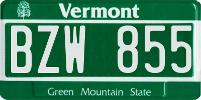VT license plate BZW855