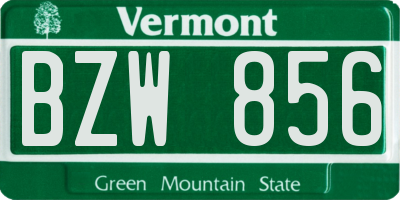 VT license plate BZW856