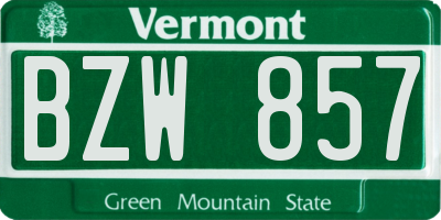 VT license plate BZW857