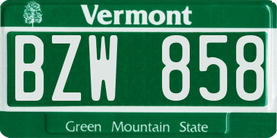 VT license plate BZW858