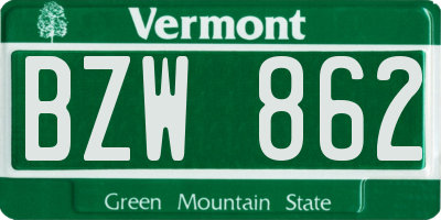 VT license plate BZW862