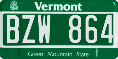 VT license plate BZW864