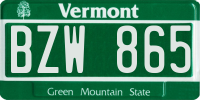 VT license plate BZW865