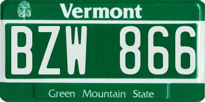 VT license plate BZW866