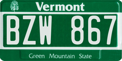 VT license plate BZW867
