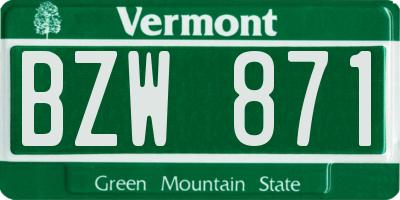 VT license plate BZW871