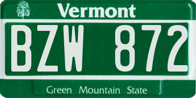 VT license plate BZW872
