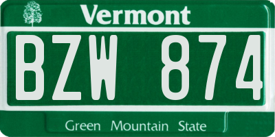 VT license plate BZW874