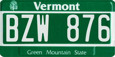 VT license plate BZW876