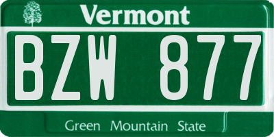VT license plate BZW877