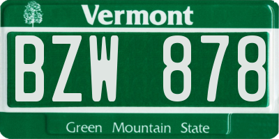 VT license plate BZW878
