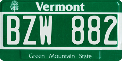 VT license plate BZW882