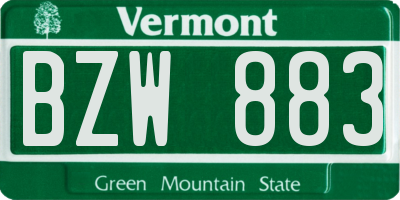 VT license plate BZW883