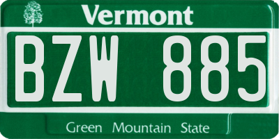 VT license plate BZW885