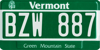 VT license plate BZW887