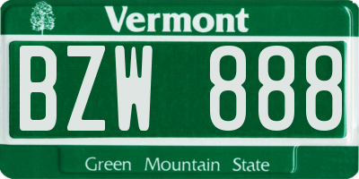 VT license plate BZW888