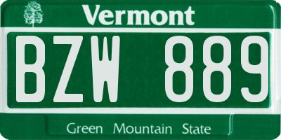 VT license plate BZW889