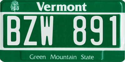 VT license plate BZW891