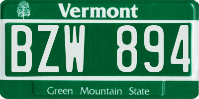 VT license plate BZW894