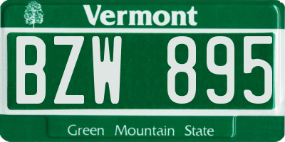 VT license plate BZW895