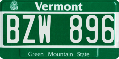 VT license plate BZW896