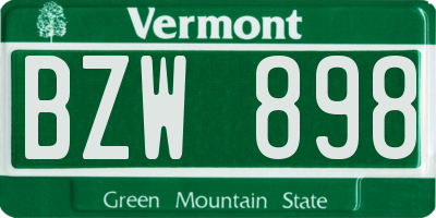 VT license plate BZW898