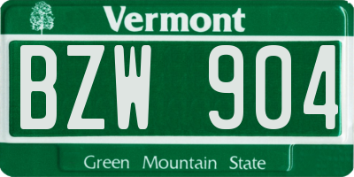 VT license plate BZW904