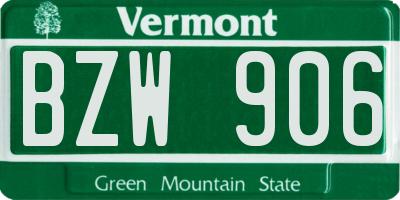 VT license plate BZW906