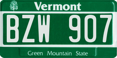 VT license plate BZW907