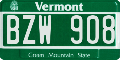 VT license plate BZW908
